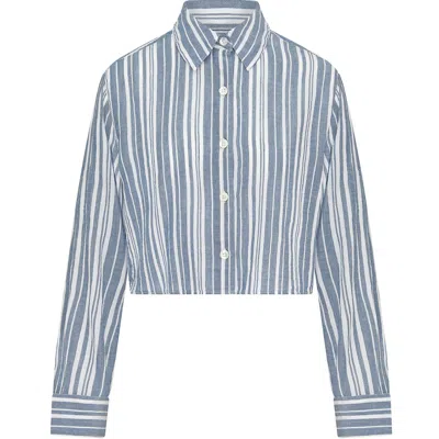 Nudea Women's Blue The Cropped Shirt - French Navy Stripe
