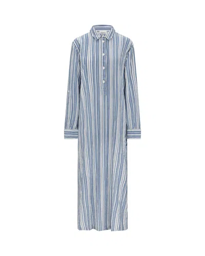 Nudea Women's Blue The Maxi Shirt - French Navy Stripe