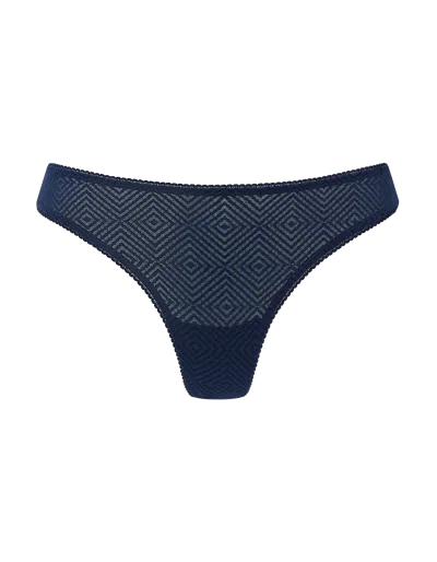 Nudea Women's Blue The Sheer Deco Barely There Thong - Navy