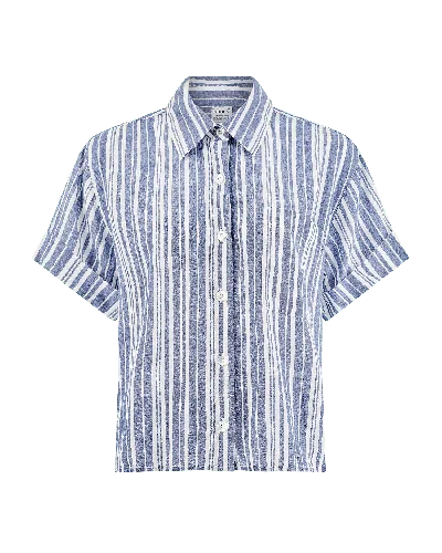 Nudea Women's Blue / White The Short Sleeve Shirt - French Navy Stripe In Blue/white