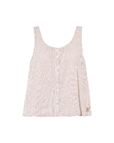Nudea Women's Brown Seersucker Button Cami - Mocha Stripe