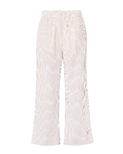 Nudea Women's Brown Seersucker Button Trouser - Mocha Stripe In Pink