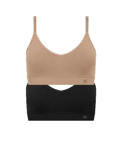 Nudea Women's Neutrals / Black The Essentials Bralette 2 Pack - Black & Nude