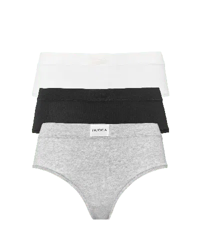 Nudea Women's Neutrals Cotton Modal Hipster 3 Pack - Black, White & Grey Marl In Black/gray/white