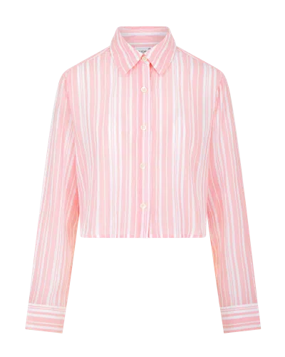 Nudea Women's Pink / Purple The Cropped Shirt - Fondant Pink Stripe In Pink/purple