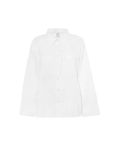 Nudea Women's Seersucker Boxy Shirt - White