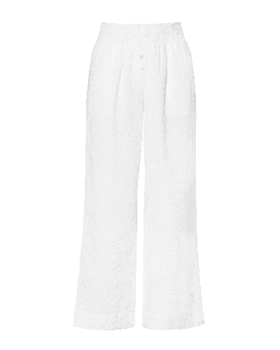 Nudea Women's Seersucker Button Trouser - White