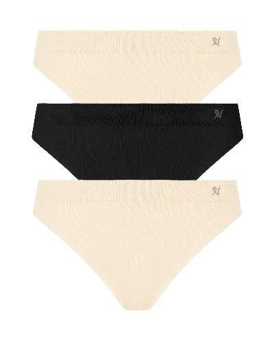 Nudea Women's The Form Seamless Brief Three Pack - Oat & Black