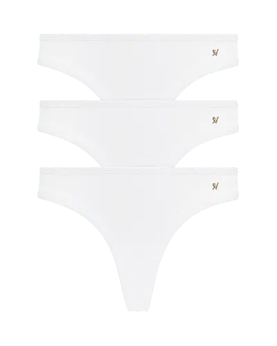Nudea Women's The Organic Cotton Dipped Thong Three Pack - Cotton White
