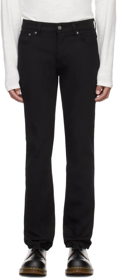 Nudie Jeans Black Grim Tim Jeans In Dry Everblack
