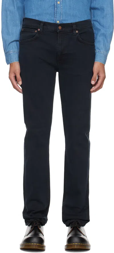 Nudie Jeans Black Lean Dean Jeans In Black Skies