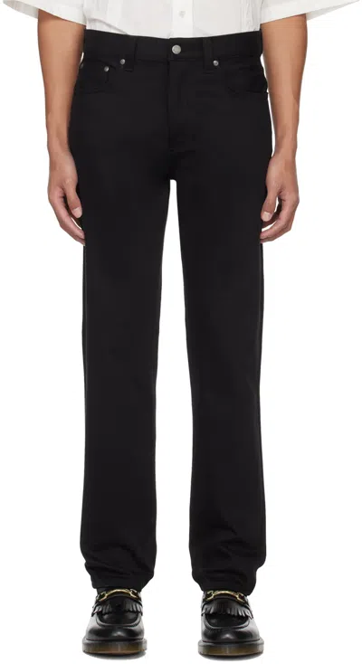 Nudie Jeans Black Lean Dean Jeans In Dry Everblack