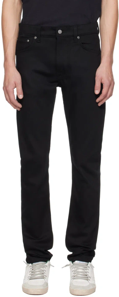 Nudie Jeans Black Lean Dean Jeans In Dry Everblack