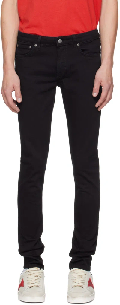 Nudie Jeans Black Skinny Lin Jeans In Black Black