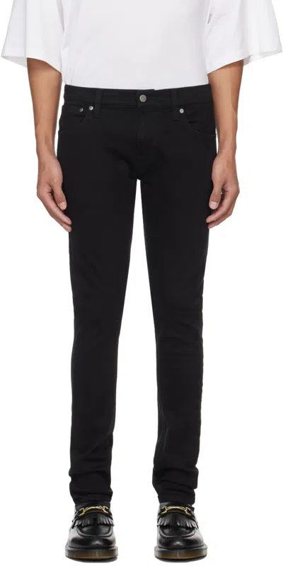 Nudie Jeans Black Tight Terry Jeans In Dry Everblack