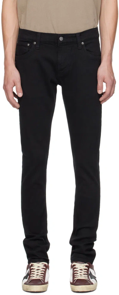 Nudie Jeans Black Tight Terry Jeans In Everblack