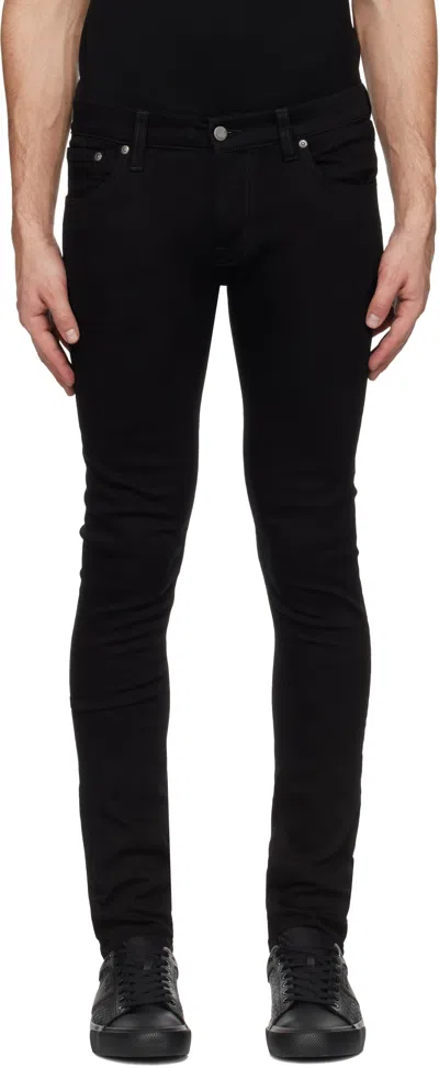 Nudie Jeans Black Tight Terry Jeans In Everblack