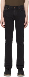 Nudie Jeans Black Tight Terry Jeans In Soft Black