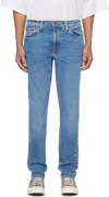 Nudie Jeans Blue Lean Dean Jeans In Lost Orange