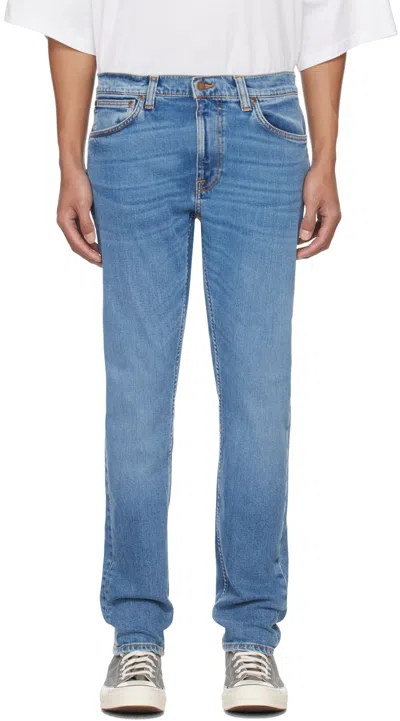 Nudie Jeans Blue Lean Dean Jeans In Lost Orange