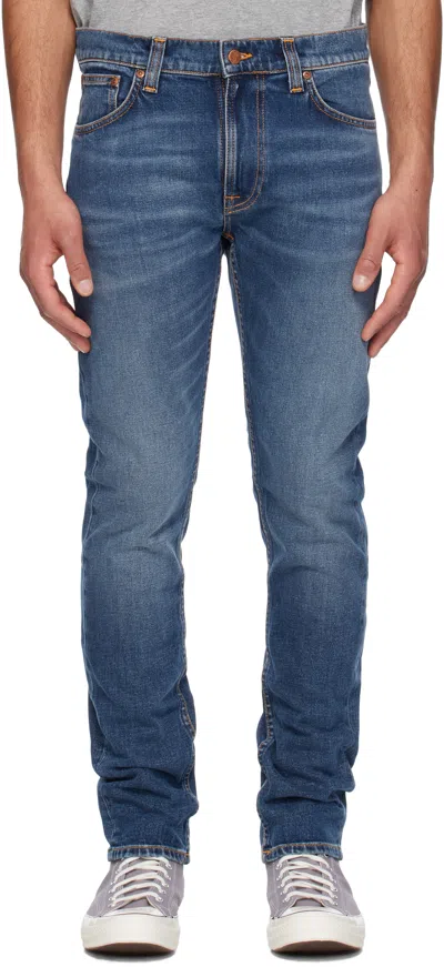 Nudie Jeans Indigo Lean Dean Jeans In Troubled Sea
