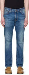 Nudie Jeans Blue Lean Dean Jeans In Worn In Selvage