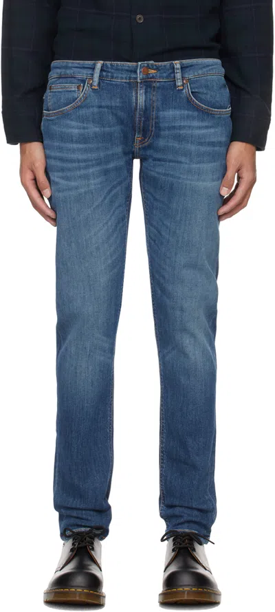 Nudie Jeans Blue Skinny Lin Jeans In Dark Blue Navy