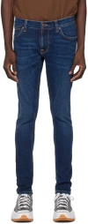 Nudie Jeans Blue Tight Terry Jeans In Dark Steel