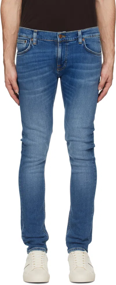 Nudie Jeans Blue Tight Terry Jeans In Inbetween Blues
