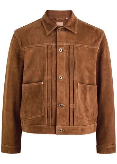 Nudie Jeans Dante Panelled Suede Jacket In Brown