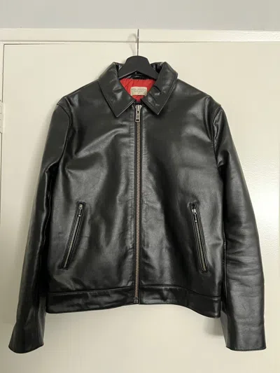 Pre-owned Nudie Jeans Eddy Black Leather Jacket Medium
