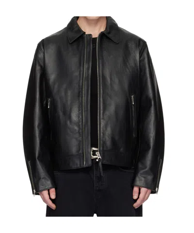 Nudie Jeans Eddy Rider Leather Jacket In Black