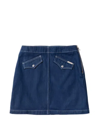 Nudie Jeans Elvy Western Denim Mini Skirt In Blue