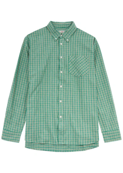 Nudie Jeans Filip Checked Flannel Shirt In Green