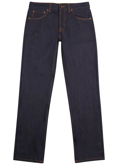 Nudie Jeans Gritty Jackson Navy Straight-leg Jeans In Blue