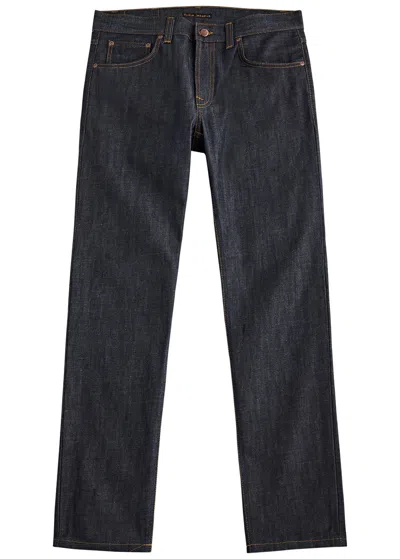 Nudie Jeans Gritty Jackson Organic-cotton Straight-leg Jeans In Navy