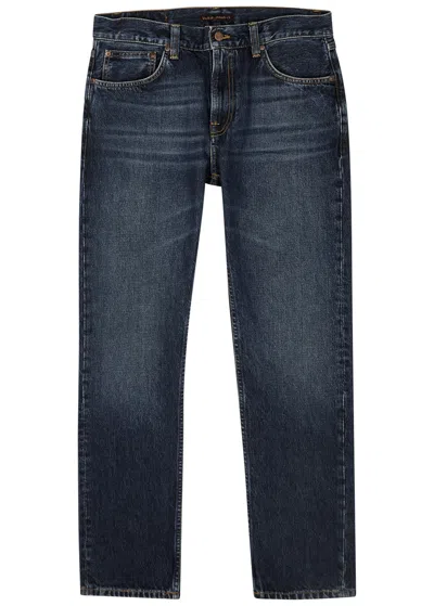 Nudie Jeans Gritty Jackson Straight-leg Jeans In Mid Blu