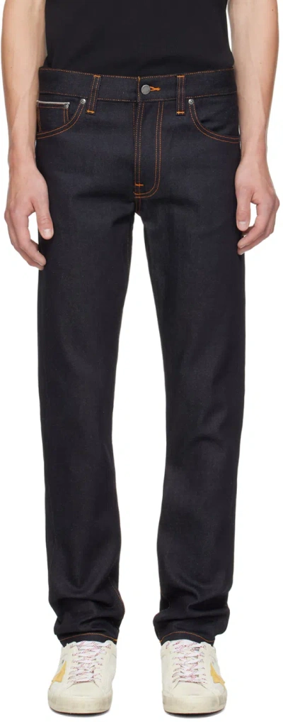 Nudie Jeans Indigo Lean Dean Jeans In Dry True Selvage