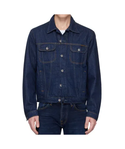 Nudie Jeans Lapel Long-sleeved Denim Jacket In Black
