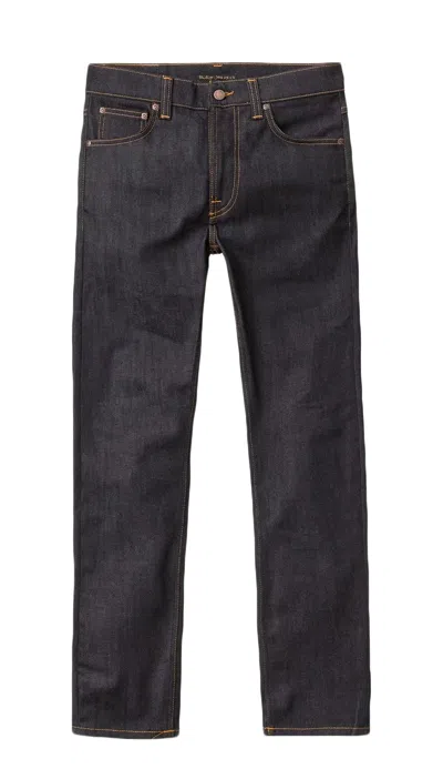 Nudie Jeans Gritty Jackson Organic-cotton Straight-leg Jeans In Navy