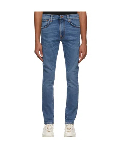 Nudie Jeans Logo Pasted Straight Jeans In Blue