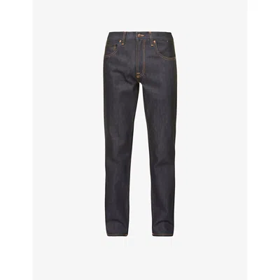Nudie Jeans Gritty Jackson Organic-cotton Straight-leg Jeans In Navy