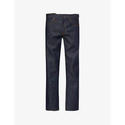 Nudie Jeans Gritty Jackson Organic-cotton Straight-leg Jeans In Navy