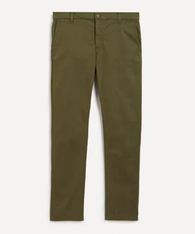 Nudie Jeans Easy Alvin Slim-leg Stretch-cotton Chinos In Green