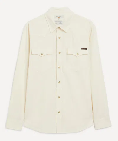 Nudie Jeans Mens George Chambray Western Shirt In Neutral