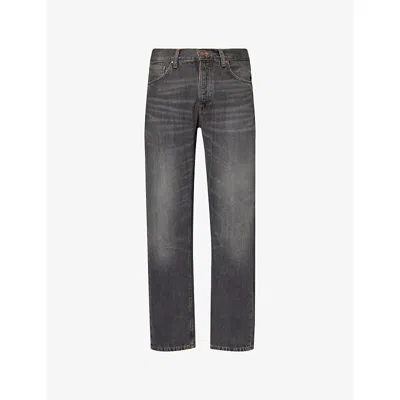 Nudie Jeans Mens Grey Crosshatch Rad Rufus Straight-leg Denim Jeans In Gray