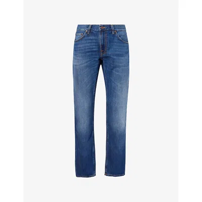 Nudie Jeans Mens Gritty Jackson Sun Set Cotton Denim Jeans In Blue