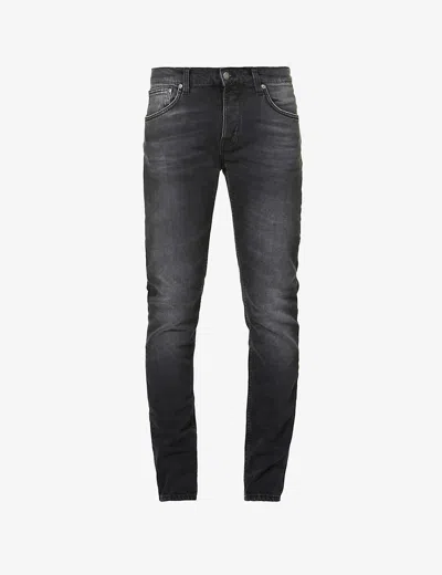 Nudie Jeans Grim Tim Mid-rise Stretch-denim Jeans In Black
