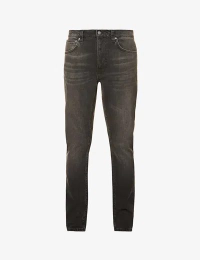 Nudie Jeans Lean Dean Slim-fit Mid-rise Stretch-denim Tapered Jeans In Black Eyes
