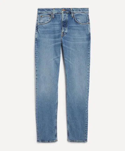 Nudie Jeans Mens Solid Ollie Worn Vintage Slim-fit Jeans In Blue